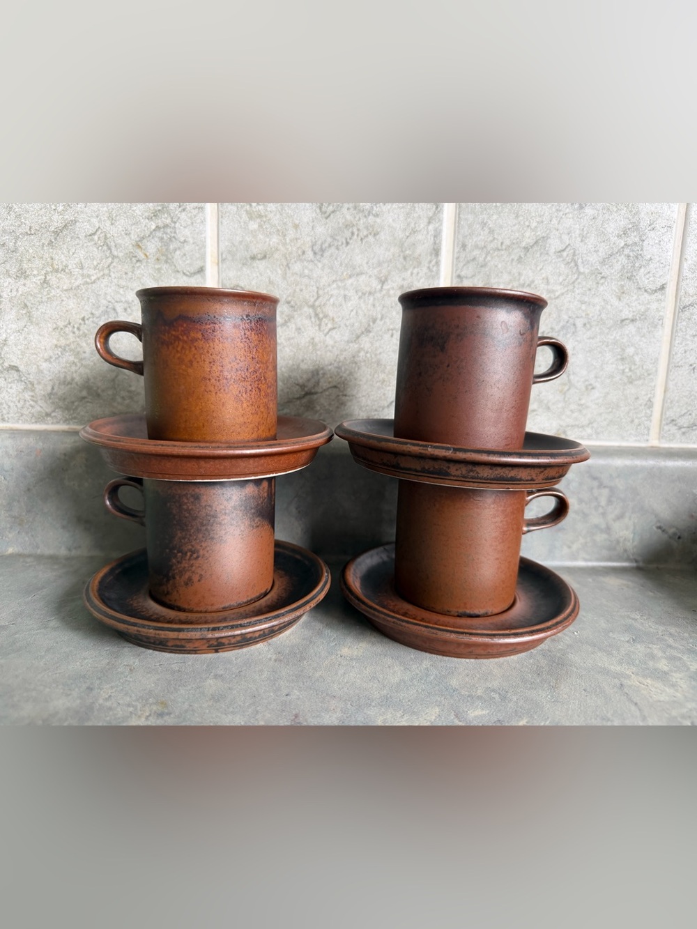 4 sets MCM 1960s ARABIA RUSKA Finland expresso cups with saucers